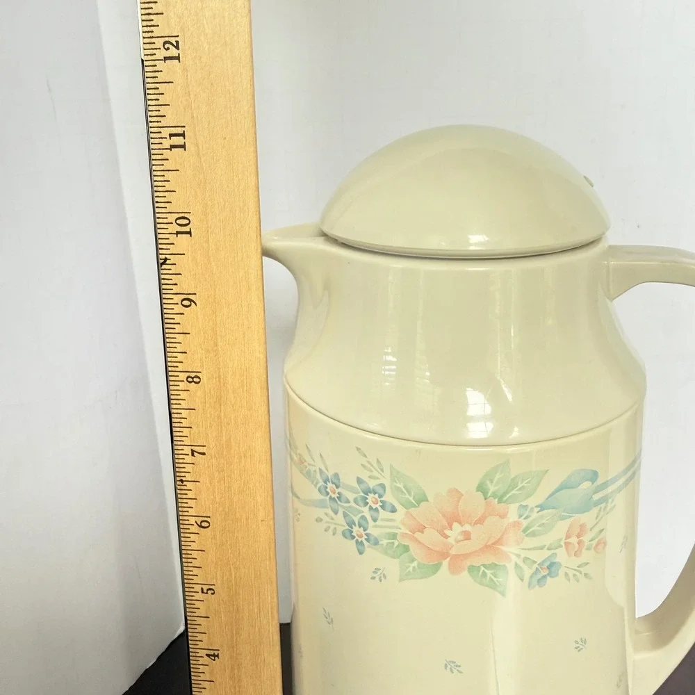Vintage Crown Corning Thermique 1QT Thermal Carafe Meadow Floral Almond Symphony
